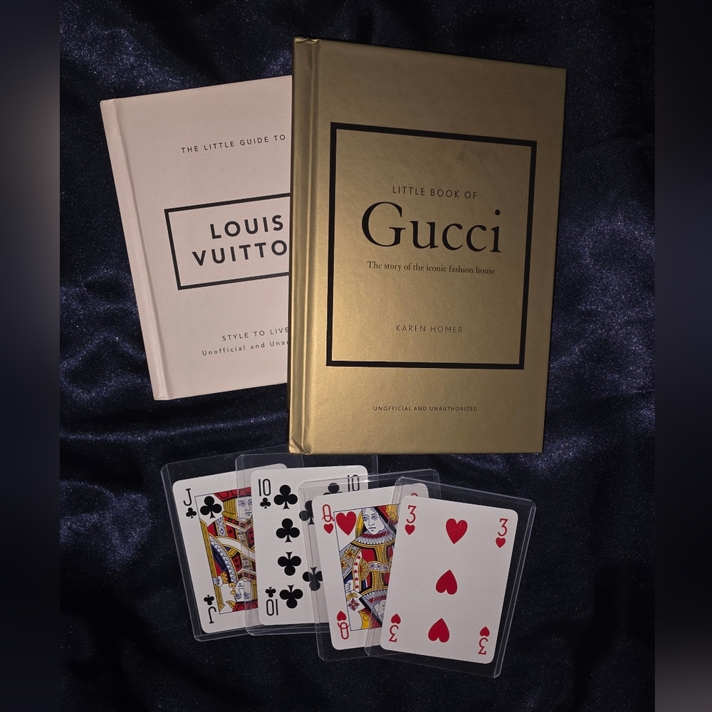 Gucci and Louis Vuitton Little Books with 4) Gucci Playing Cards In Plastic Case